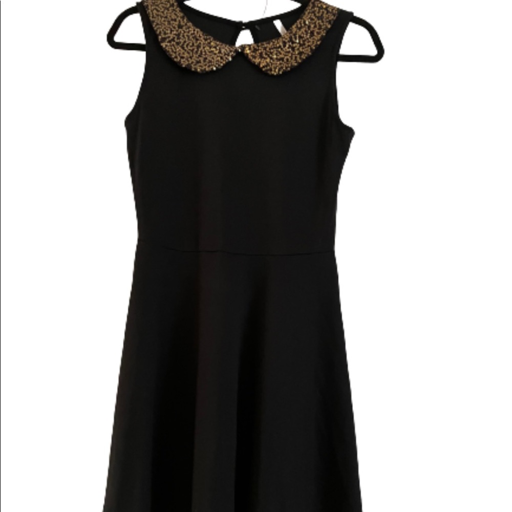 My Story Sequin gold Collar Sleeveless Dress M